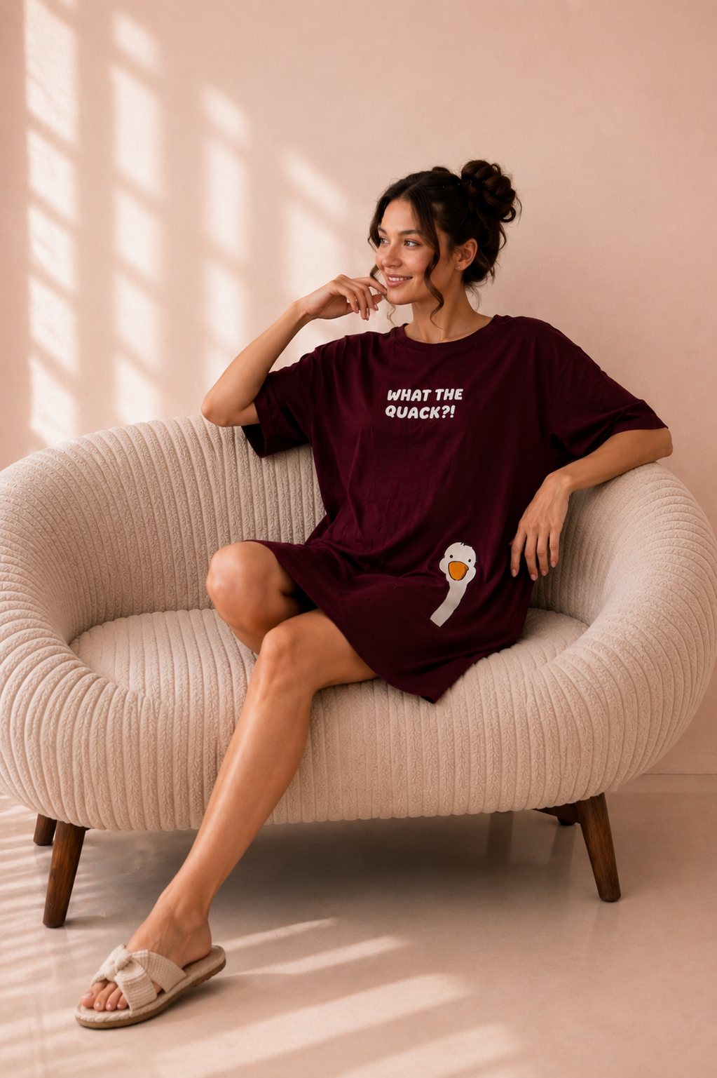 Women’s Short-Sleeve Cotton Nightshirt-1119-k