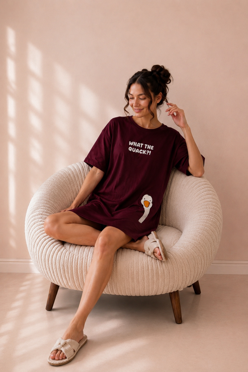 Women’s Short-Sleeve Cotton Nightshirt-1119-k