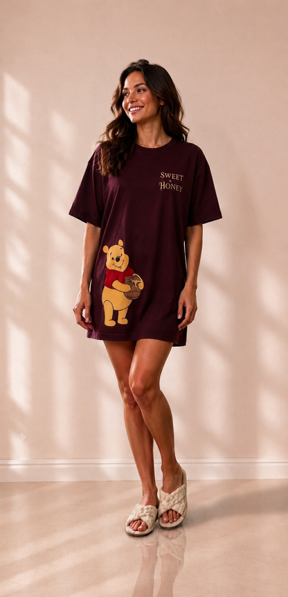 Women’s Short-Sleeve Cotton Nightshirt-1116-k