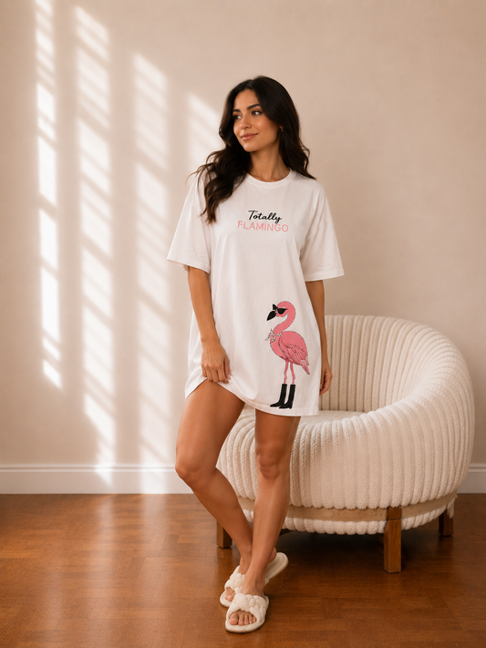 Women’s Short-Sleeve Cotton Nightshirt-1113-k