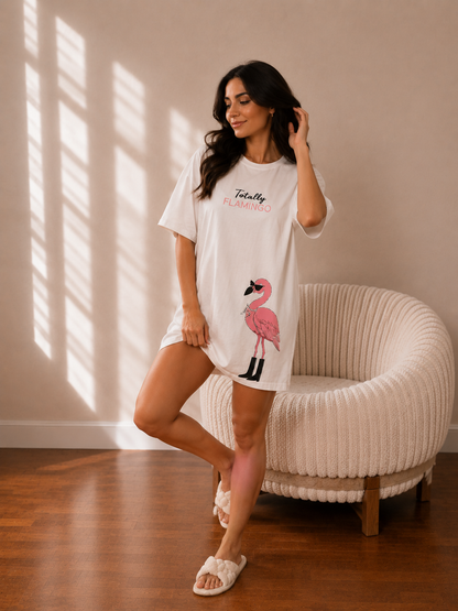 Women’s Short-Sleeve Cotton Nightshirt-1113-k