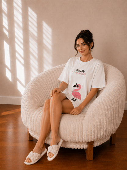 Women’s Short-Sleeve Cotton Nightshirt-1113-k