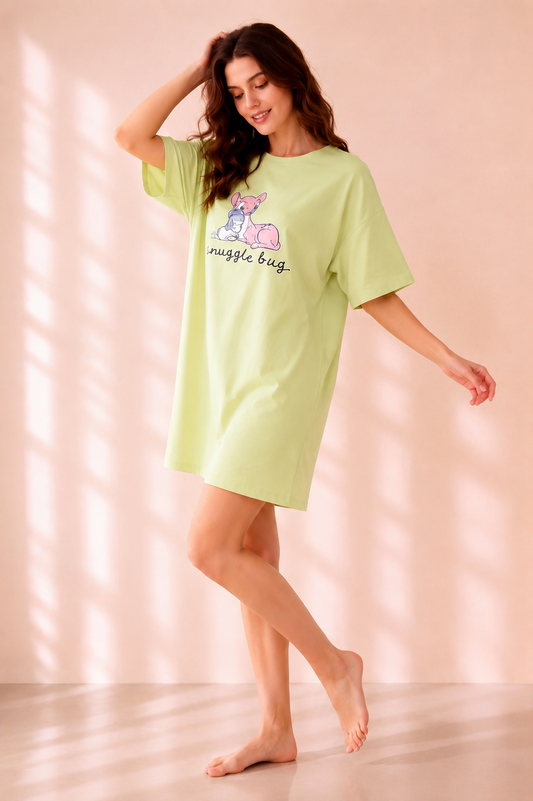 Women’s Short-Sleeve Cotton Nightshirt-1121-k