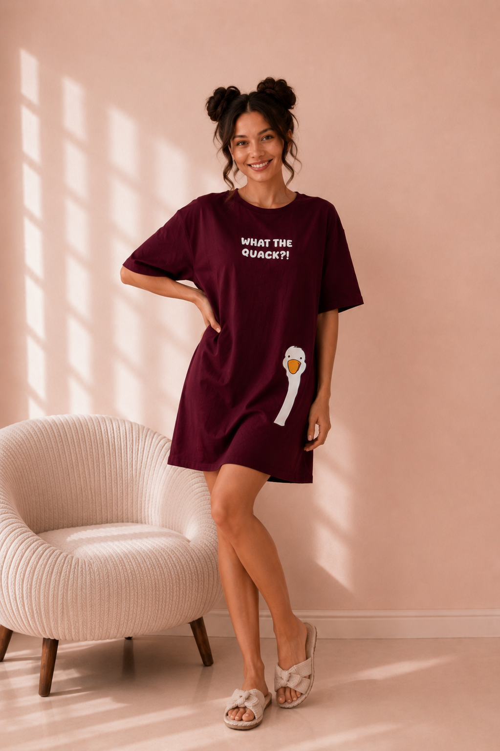 Women’s Short-Sleeve Cotton Nightshirt-1119-k